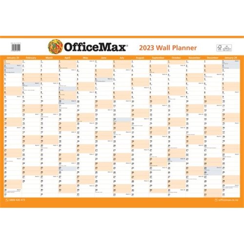 OfficeMax A3 Double Sided Dated Year Wall Planner 420x297mm 2023