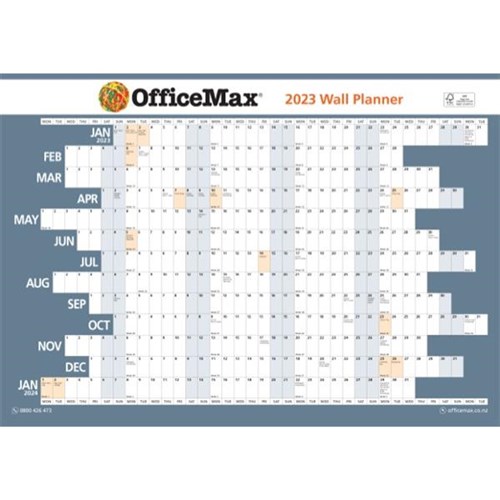OfficeMax A3 Double Sided Dated Year Wall Planner 420x297mm 2023