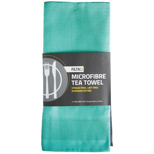 Filta Microfibre Tea Towel XL Sky, Pack of 2