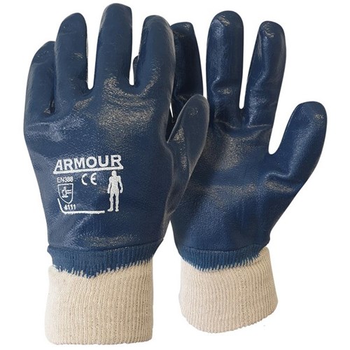 Armour Fully Coated Nitrile Gloves XL Blue, Pair