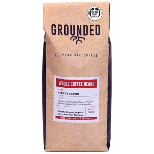 Grounded Fairtrade Kickstarter Coffee Beans 800g OfficeMax NZ