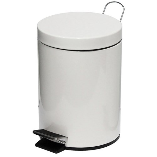 Compass Round Pedal Rubbish Bin Stainless Steel 5L White