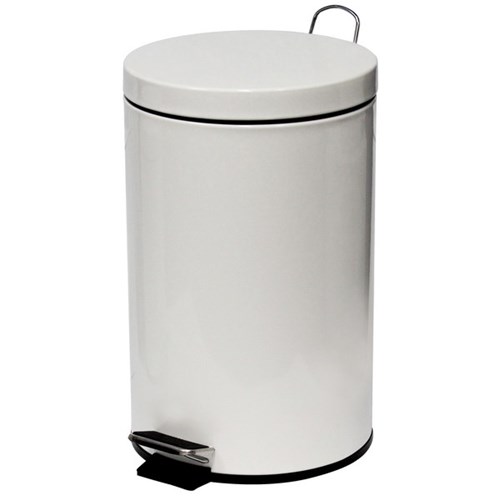 Compass Round Pedal Rubbish Bin Stainless Steel 12L White