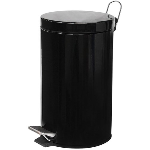 Compass Round Pedal Rubbish Bin Stainless Steel 12L Black