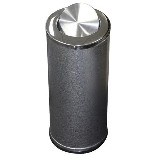 Compass Round Swing Lid Rubbish Bin Stainless Steel 62L Grey