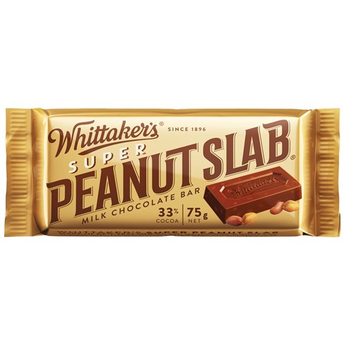 Whittakers Super Peanut Slab Chocolate Bar 75g, Carton of 30