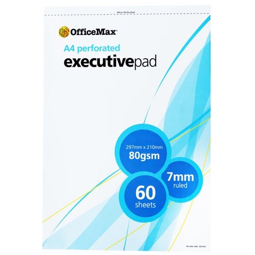 OfficeMax A4 Executive Pad 80gsm White 60 Sheets FSC