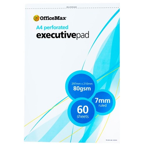 OfficeMax A4 Executive Pad 80gsm White 60 Sheets FSC
