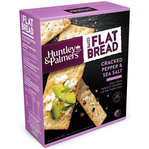 Huntley & Palmers Flat Bread Crackers Cracked Pepper & Sea Salt 125g
