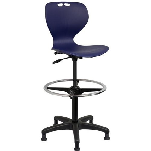 Mata Architectural Chair With Footring & Glides Blue
