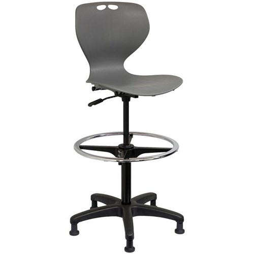 Mata Architectural Chair With Footring & Glides Grey