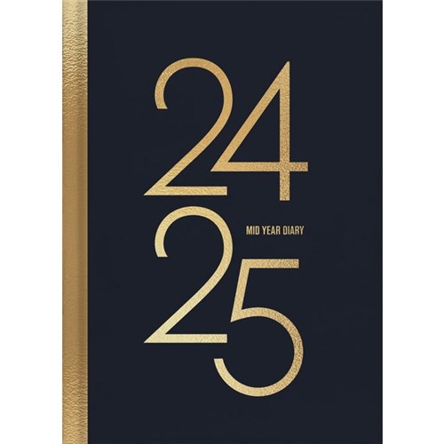 Collins A53 Mid Year Diary A5 Week To View 1 July 2024 to 30 June 2025 Fashion Year Black/Gold