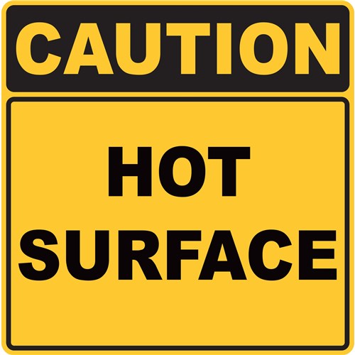 Caution Hot Surface Safety Sign 250x250mm