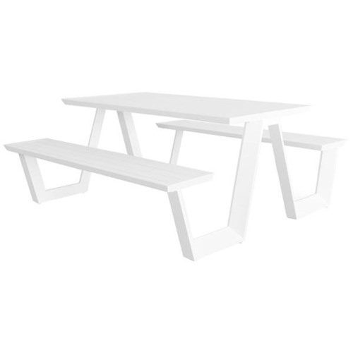 Tahoe Outdoor Table With Benches 1600x830mm White