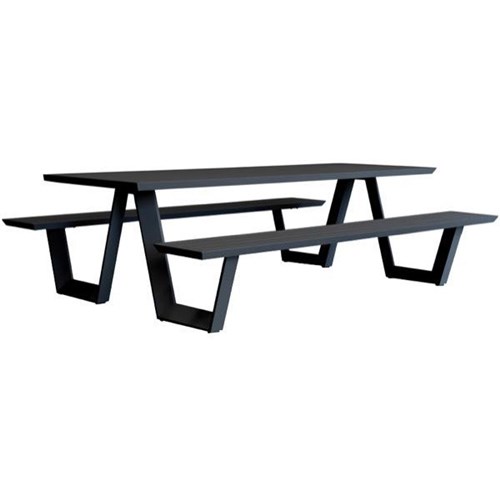 Tahoe Outdoor Table With Benches 2400x830mm Charcoal