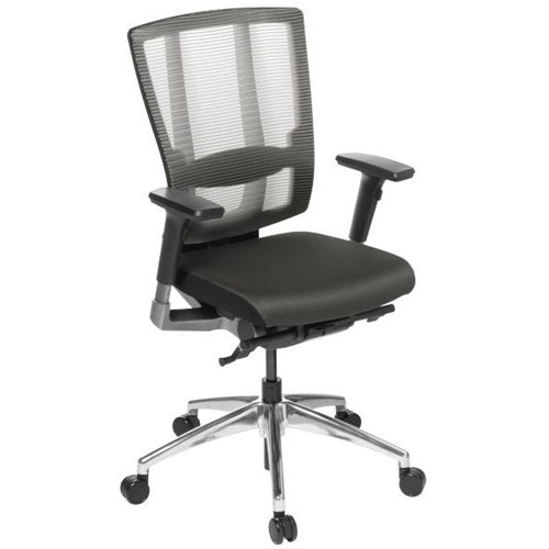 Cloud Ergonomic Office Chair With Arms Mesh Back Polyester Fabric Charcoal/Polished Aluminium