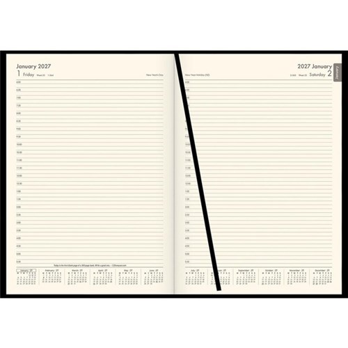 Winc A41 1/2 Hour Appointment Diary Recycled A4 1 Day Per Page 2027 Black