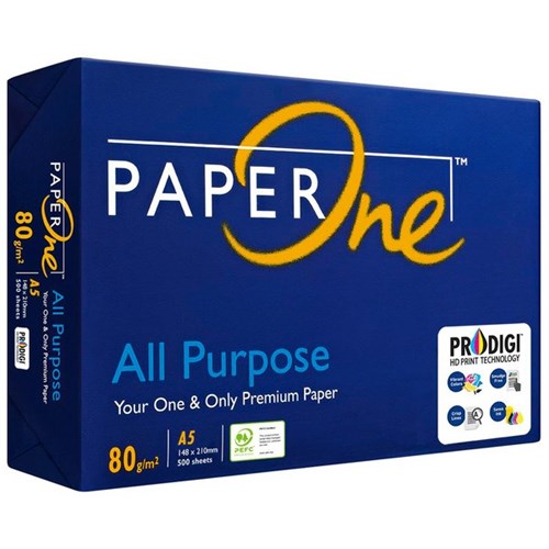 PaperOne A5 80gsm White All Purpose Copy Paper, Pack of 500