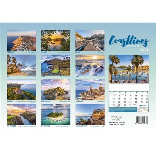 Easy2C Wall Calendar Coastlines Of The World 2024