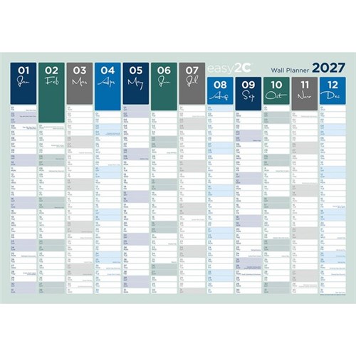 Easy2C Wall Planner Double Sided 990x700mm 2027