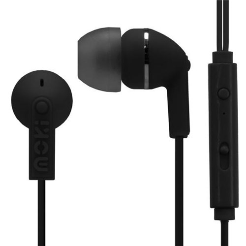 Moki Noise Isolation Earbuds With in-Line Mic Black