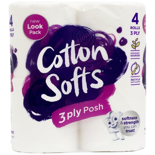 CottonSofts Toilet Tissue Unscented 3 Ply, Carton of 48 Rolls