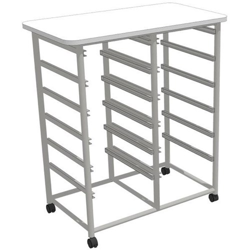 Interior Resources Sitrite Tote Trolley 800x450mm For Trays 310x420mm White/Silver
