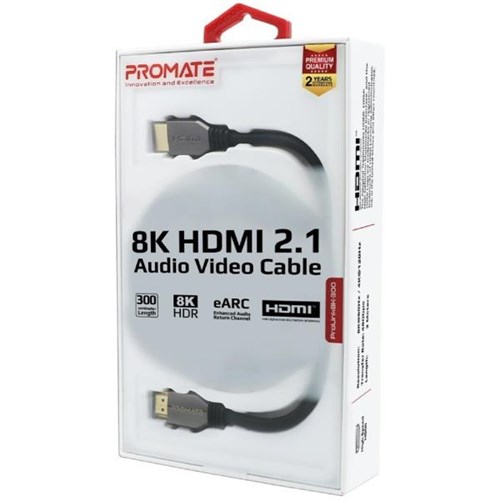 Promate 8K HDMI 2.1 Full Ultra HD (FUHD) Cable 3m Black OfficeMax NZ