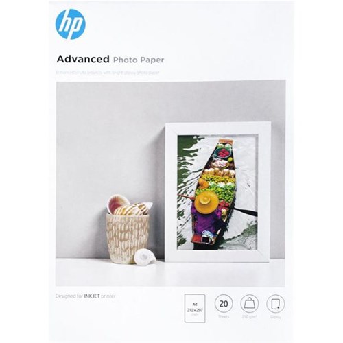 HP A4 250gsm Glossy Inkjet Advanced Photo Paper, Pack of 20