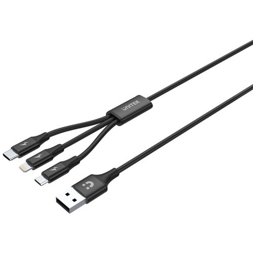 Unitek 3-in-1 Charging Cable 1.2m Black