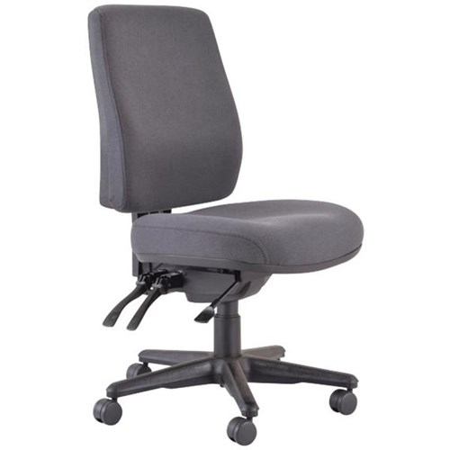 Buro Roma High Back 3 Lever Task Chair Safetex Fabric/Charcoal OfficeMax NZ