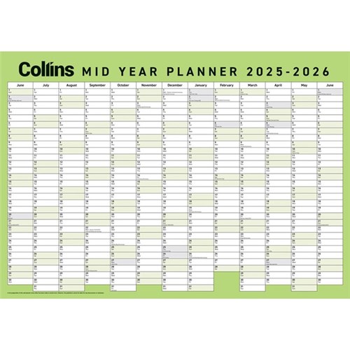 Collins A2 Mid Year Planner 1 June 2025 to 30 June 2026