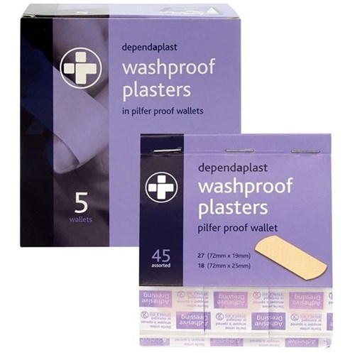 Dependaplast Pilfer Proof Washproof Plasters, Box of 5 Wallets