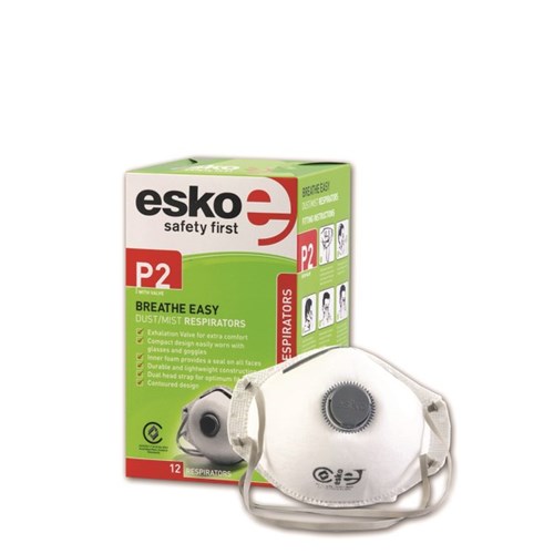Esko P2 Breathe Easy Dust/Mist Respiratory Masks, Box of 12