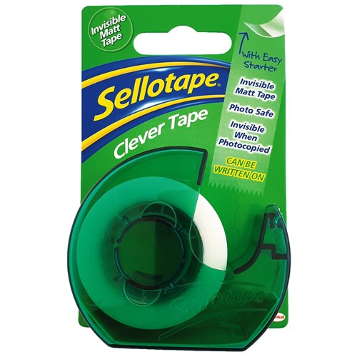 Sellotape Clever Tape Dispenser & Roll 18mm x 25m