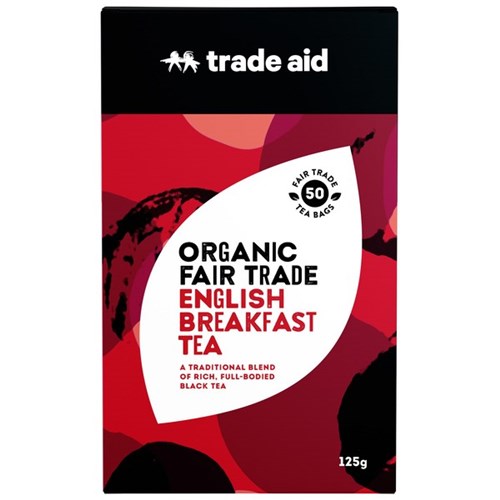 Trade Aid Fair Trade Organic Tea Bags English Breakfast, Pack of 50