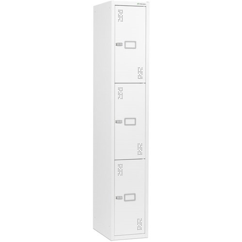 Precision Classic Locker 3 Tier Latch Lock 300mm White Satin