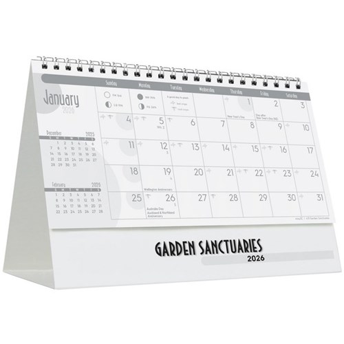 Easy2C Desk Calendar 2026 Garden Sanctuaries