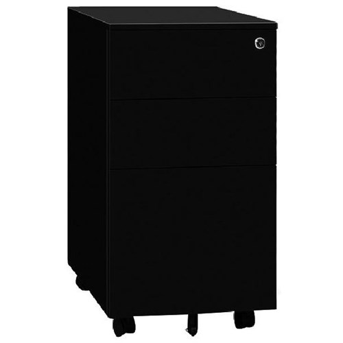 Europlan Slimline Mobile Pedestal 3 Drawer Black