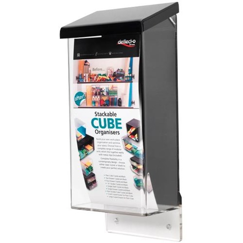 Deflecto Brochure Holder Outdoor With Lid DLE 1 Tier Clear/Black