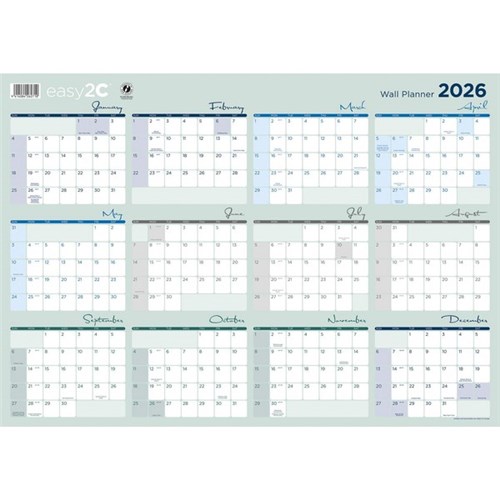 Easy2C Wall Planner A2 Double Sided Unlaminated 594x420mm 2026
