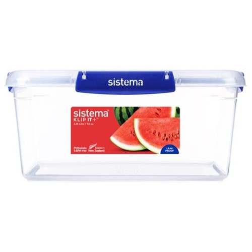 Sistema Klip It Plus Plastic Food Container Rectangular 3.35L