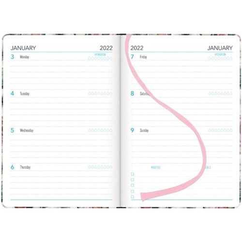 Collins A53 Diary A5 Week To View 2022 Delicate Red Flowers OfficeMax NZ