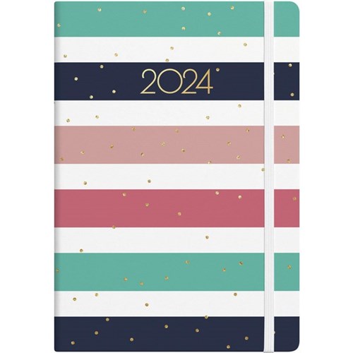 Collins A51 Diary A5 1 Day Per Page 2024 Stripe And Sparkle