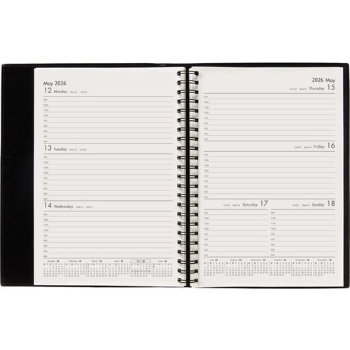 Winc A53 1 Hour Appointment Diary A5 Week To View 2026 Black