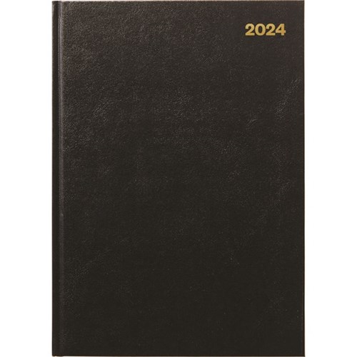 Winc A41 1/2 Hour Appointment Diary Recycled A4 1 Day Per Page 2024 Black