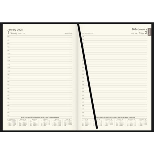 Winc A41 1/2 Hour Appointment Diary Recycled A4 1 Day Per Page 2026 Black