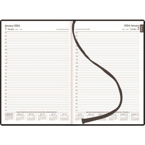 Winc A41 1/2 Hour Appointment Diary Recycled A4 1 Day Per Page 2024 Black
