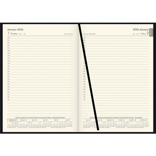Winc A51 1/2 Hour Appointment Diary Recycled A5 1 Day Per Page 2026 Black