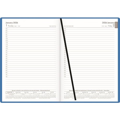 Winc A51 1/2 Hour Appointment Diary Soft Touch A5 1 Day Per Page 2026 Blue